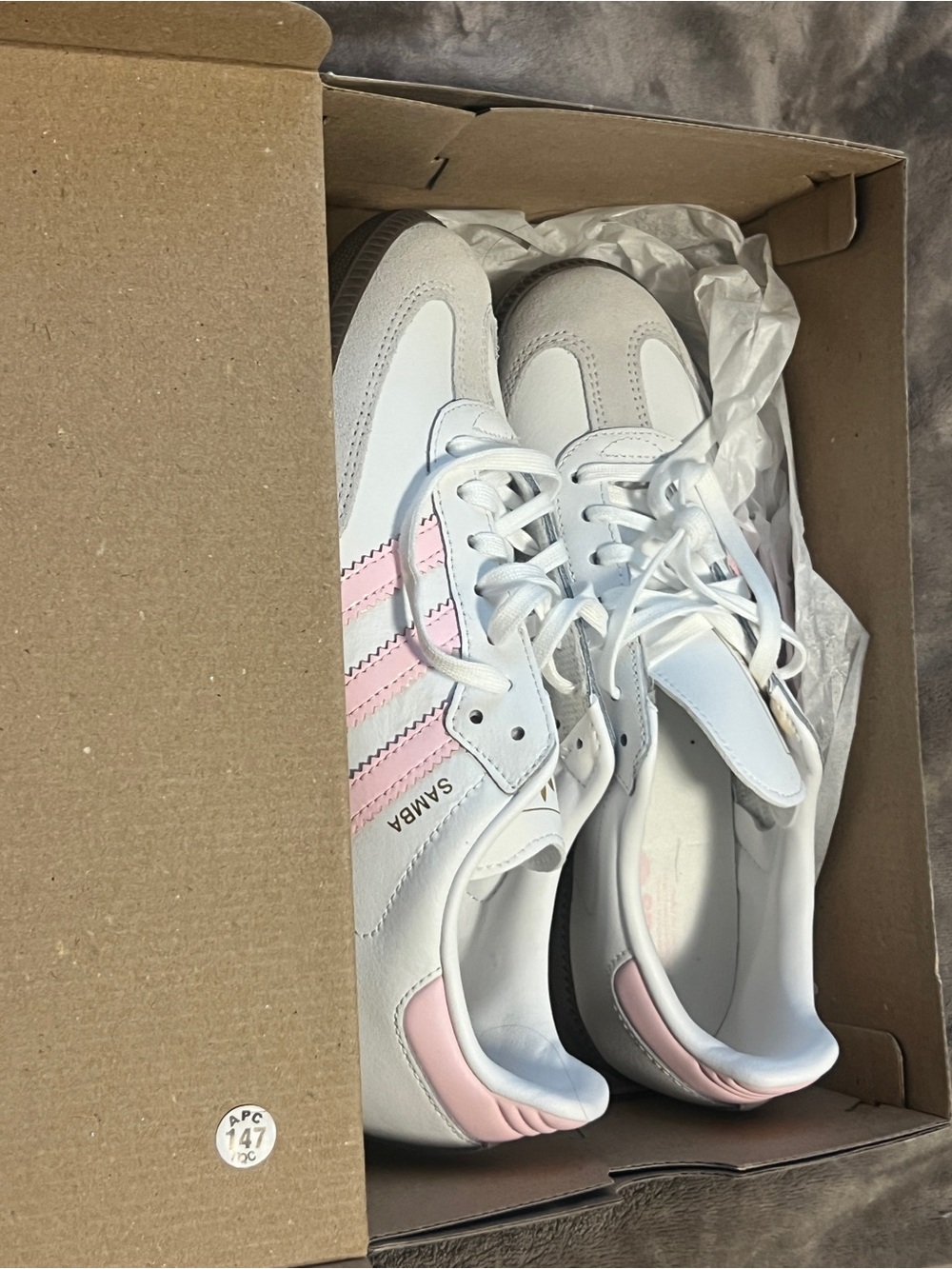 adidas Samba White Sneakers with Pink Stripes - Picture 2 of 4
